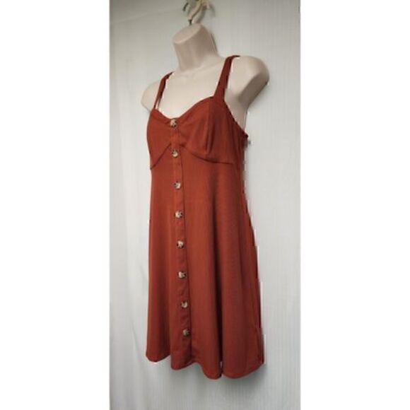 No Boundaries Knit Spaghetti Strap Dress Color Orange Size Large - Picture 5 of 7